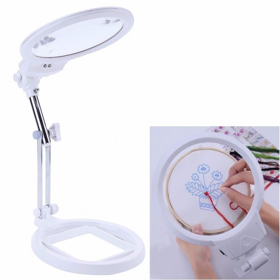 Desktop Illuminated Magnifier Lamp Light For Soldering Welding Hobby Nail Artist Readin With LED Desk Foldable Glasses Magnifier