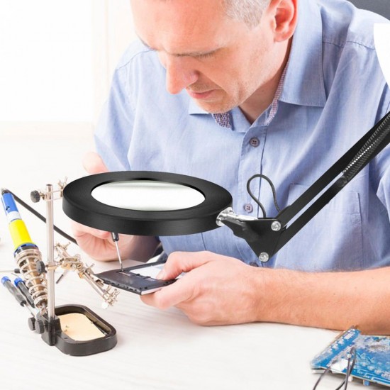 Flexible Desk Large 22cm+22cm 5X USB LED Magnifying Glass 3 Colors Illuminated Magnifier Lamp Loupe Reading/Rework Soldering with with Short Bracket Flexible Desk Large 22cm+22cm 5X USB LED Magnifying Glass 3 Colors Illuminated Magnifier Lamp Loupe Reading/Rework Soldering with with Short Bracket