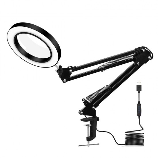 Lighting LED 5X 500mm Magnifying Glass Desk Lamp with Clamp Hands USB-powered LED Lamp Magnifier with 3 Modes Dimmable Lighting LED 5X 500mm Magnifying Glass Desk Lamp with Clamp Hands USB-powered LED Lamp Magnifier with 3 Modes Dimmable