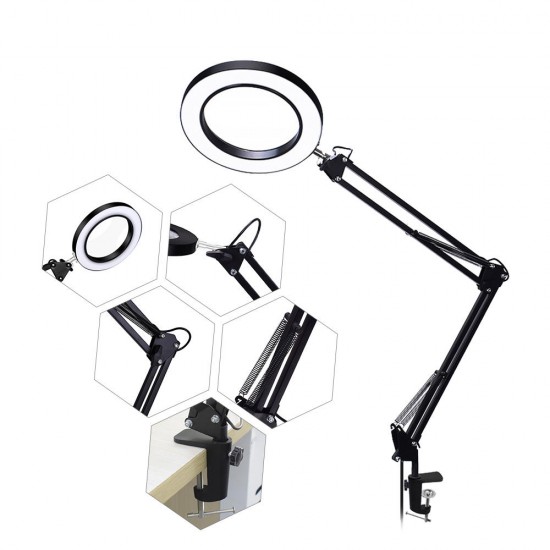 Lighting LED 5X 500mm Magnifying Glass Desk Lamp with Clamp Hands USB-powered LED Lamp Magnifier with 3 Modes Dimmable Lighting LED 5X 500mm Magnifying Glass Desk Lamp with Clamp Hands USB-powered LED Lamp Magnifier with 3 Modes Dimmable