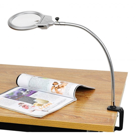 Magnifier Flexible Neck Magnifying Desk Table Clamp Plastic Folders Metal Horse 2.5-5X 107mm Lens Loupe Repaire Magnifier