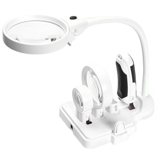 Multi-functional 3 Lens 2.5X 5X 16X Desktop Welding LED Magnifier Table Lamp Loupe Soldering Repair Magnifying Tool with 6 LED Light Multi-functional 3 Lens 2.5X 5X 16X Desktop Welding LED Magnifier Table Lamp Loupe Soldering Repair Magnifying Tool with 6 LED Light