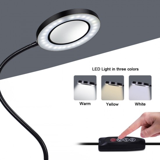 5X USB Magnifier LED Light with 2pc Flexible Arm Illuminated Magnifying Glasses Reading Welding Repair Third Hand Tool