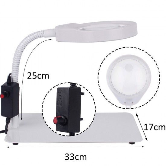 PD-032C 10/20X Magnifier Lamp Magnifying Glass with 48 Led Lights Metal Base USB Interface