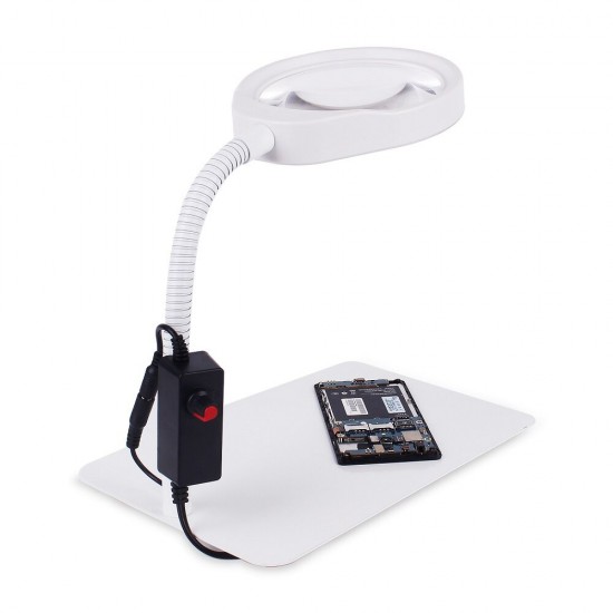PD-032C 10/20X Magnifier Lamp Magnifying Glass with 48 Led Lights Metal Base USB Interface