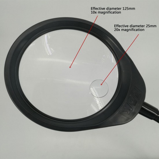 PD-032C 10/20X Magnifier Lamp Magnifying Glass with 48 Led Lights Metal Base USB Interface