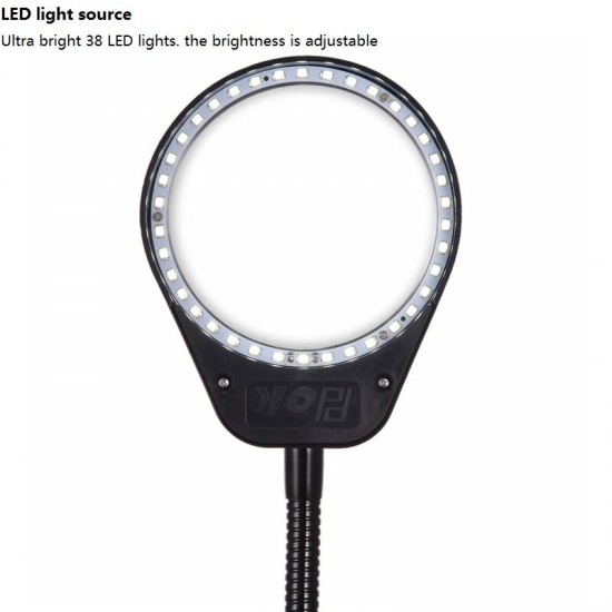 PD-4S Clamp Desktop 2 in 1 USB Magnifier Lamp with 38pcs Led Lights 8x Magnifying Glass for PCB Inspection Reading and Handcrafts PD-4S Clamp Desktop 2 in 1 USB Magnifier Lamp with 38pcs Led Lights 8x Magnifying Glass for PCB Inspection Reading and Handcrafts