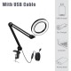 YG-809-1 5X Magnifying Lamp Illuminated Desktop Magnifier LED Lamp with 81mm Clamp Swivel Arm or Reading with Dust Cover Care Tools