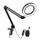 YG-809-2 5X Magnifying Lamp Illuminated Desktop Magnifier LED Lamp with 84mm Clamp Swivel Arm or Reading with Dust Cover Care Tools