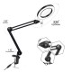 YG-810-1 5X 780mm Magnifying Lamp Illuminated Desktop Magnifier LED Lamp with 81mm Clamp Swivel Arm or Reading with Dust Cover Care Tools