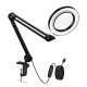 YG-810-1 5X 780mm Magnifying Lamp Illuminated Desktop Magnifier LED Lamp with 81mm Clamp Swivel Arm or Reading with Dust Cover Care Tools