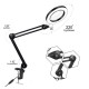 YG-811-1 8X 780mm Magnifying Lamp Illuminated Desktop Magnifier 14W LED Lamp with 81mm Clamp Swivel Arm or Reading with Dust Cover Care Tools