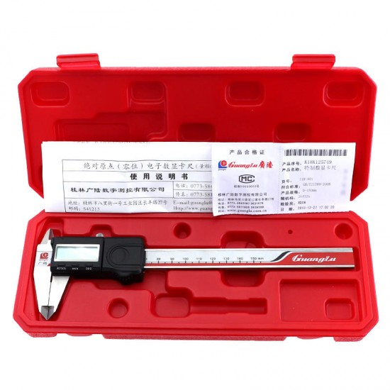 0-150mm Digital Caliper 6'' Left-handed Vernier Caliper Metric/Inch Stainless Steel Electronic Micrometer Measuring Instrument