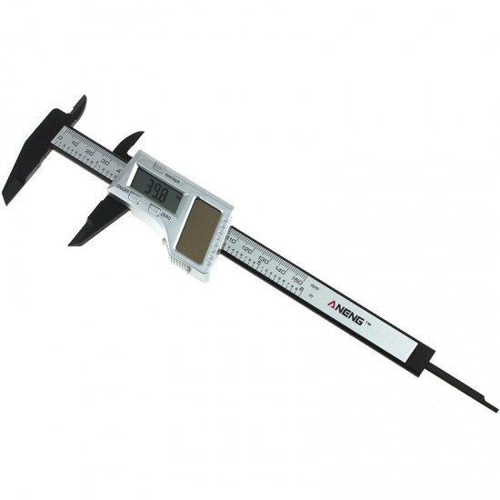 150mm 6inch Solar Power Digital Vernier Caliper Carbon Fiber Composite Micrometer Gauge Meter Widescreen Measuring Tool