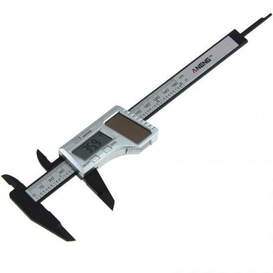 150mm 6inch Solar Power Digital Vernier Caliper Carbon Fiber Composite Micrometer Gauge Meter Widescreen Measuring Tool