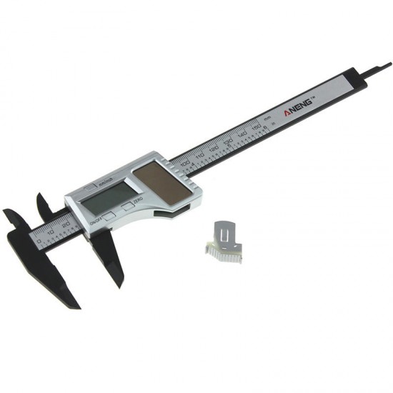 150mm 6inch Solar Power Digital Vernier Caliper Carbon Fiber Composite Micrometer Gauge Meter Widescreen Measuring Tool