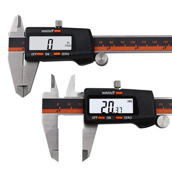 150mm Stainless Steel LCD Screen Display Digital Caliper 6 Inch Fraction / MM / Inch High Precision Stainless Steel LCD Vernier Caliper