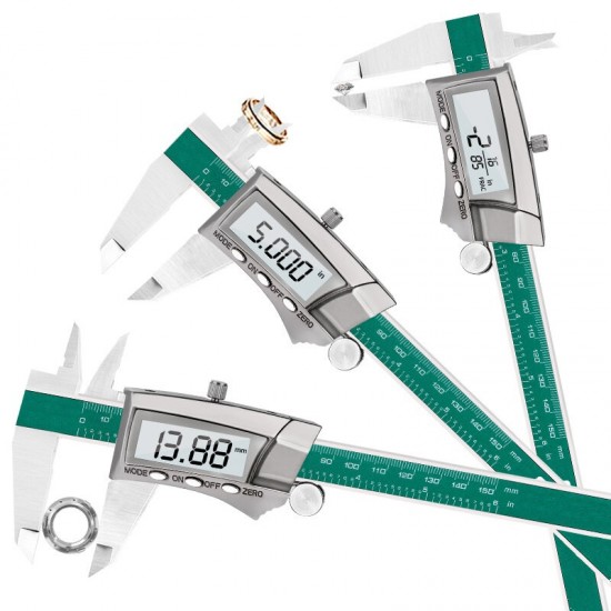 Digital Display Stainless Steel Caliper 0-150MM 1/64 Fraction / Inch / Millimeter IP54 Waterproof High-precision 0.01MM Digital Display Stainless Steel Caliper 0-150MM 1/64 Fraction / Inch / Millimeter IP54 Waterproof High-precision 0.01MM