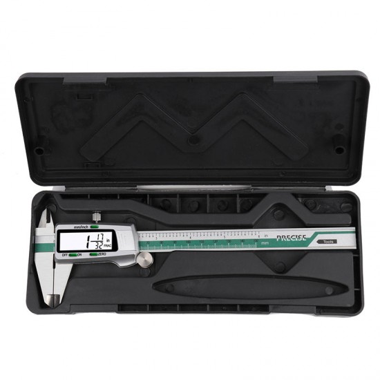 Digital Stainless Steel Caliper 150mm 6 Inches Inch/Metric/Fractions Conversion 0.01mm Resolution with Box Digital Stainless Steel Caliper 150mm 6 Inches Inch/Metric/Fractions Conversion 0.01mm Resolution with Box