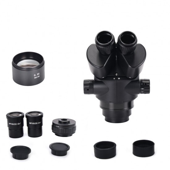2020 Black 7X-45X 3.5X-90X Microscope Zoom Stereo Microscope Head + 0.5x 2.0x Auxiliary Lens