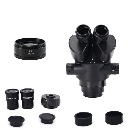 2020 Black 7X-45X 3.5X-90X Microscope Zoom Stereo Microscope Head + 0.5x 2.0x Auxiliary Lens