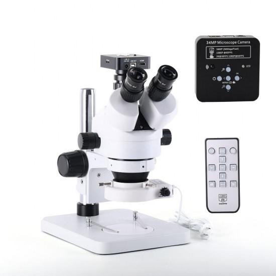 34MP 2K HD USB Microscope Camera with 56 LED Light Stereo Microscope Zoom 7X-45X Repair Microscope For PCB Soldering