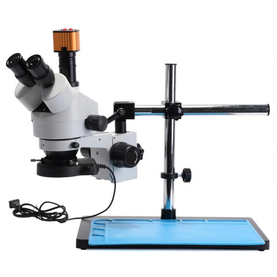 3.5~90X Zoom Magnification Stereo Microscope 16MP Camera Microscope For Industrial PCB Repair Sturdy All-metal Pillar Stand Powerful 56-LED Ring Light