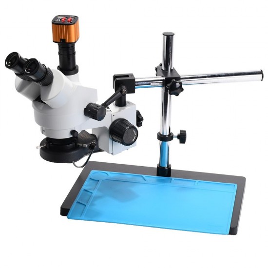 3.5~90X Zoom Magnification Stereo Microscope 16MP Camera Microscope For Industrial PCB Repair Sturdy All-metal Pillar Stand Powerful 56-LED Ring Light