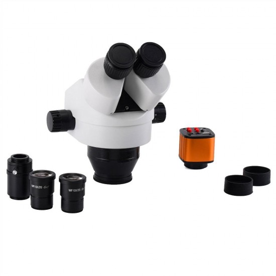 3.5~90X Zoom Magnification Stereo Microscope 16MP Camera Microscope For Industrial PCB Repair Sturdy All-metal Pillar Stand Powerful 56-LED Ring Light