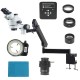 3.5X - 90X Articulating Arm Pillar Clamp Zoom Simul Focal Stereo Microscope + 34MP Video Camera For Industrial PCB