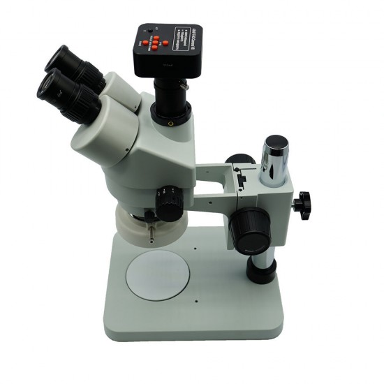 3.5X-45X Stereo Zoom Big Table Stand Microscope with 48MP Microscope Camera 0.5X Auxiliary Objective Lens