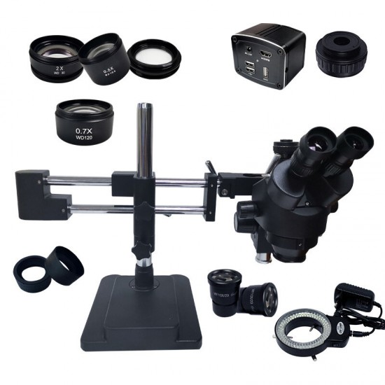 3.5X-90X Continuous Stereo Zoom Magnification Dual-arm Black Microscope for Mobile Phone Repair