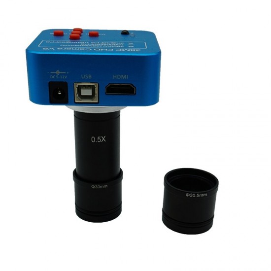 38MP Industrial Microscope Camera with 0.5X Eyepiece 23.2mm to 30mm 30.5mm Adapter for Phone CPU PCB Repair