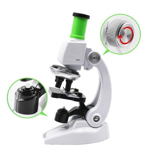 450X or 1200X Children Toy Biological Microscope Set Gift Monocular Microscope Biological Science Experiment Tool for Primary School Student