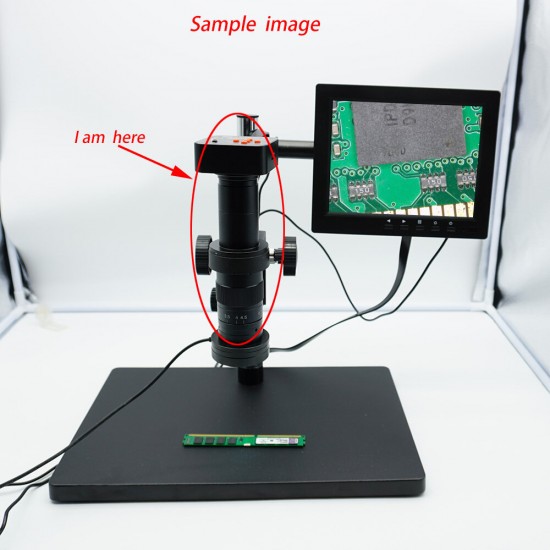 48MP USB Dual Output HD Industrial Microscope Camera with 10X-180X C-Mount Zoom Lens for Phone CPU SMD Repair Soldering