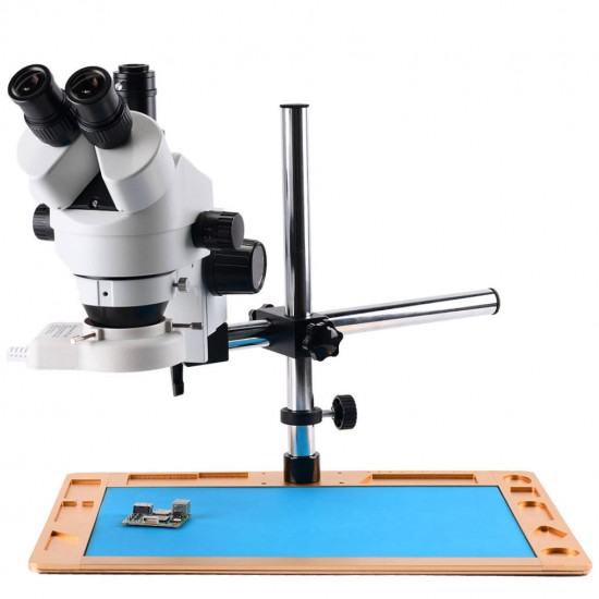 7X~45X Zoom Magnification Stereo Microscope 16MP Camera Microscope For Industrial PCB Repair Sturdy All-metal Pillar Stand Powerful 56-LED Ring Light
