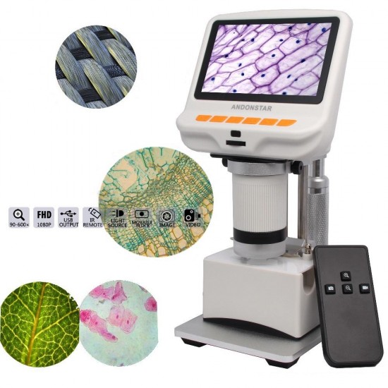 AD105S 4.3 Inch 600X FHD 1080P Digital USB Microscope Built-in Display Slides Movable Bl AD105S 4.3 Inch 600X FHD 1080P Digital USB Microscope Built-in Display Slides Movable Bl