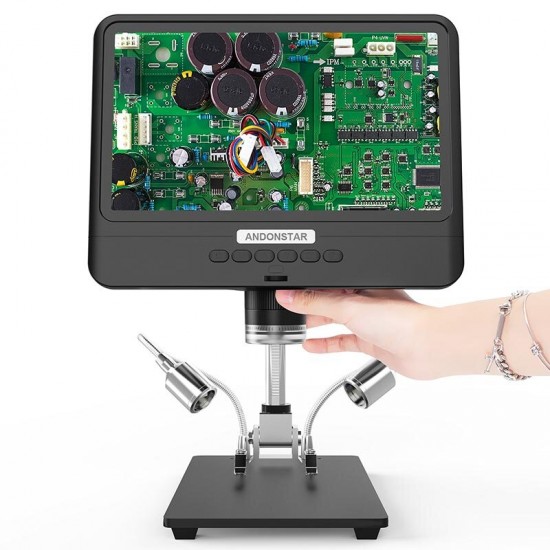 AD208S 8.5 Inch 5X-1200X Digital Microscope Adjustable 1280*800 LCD Display Microscope 1080P Scope Soldering Tool with Two Fill Lights