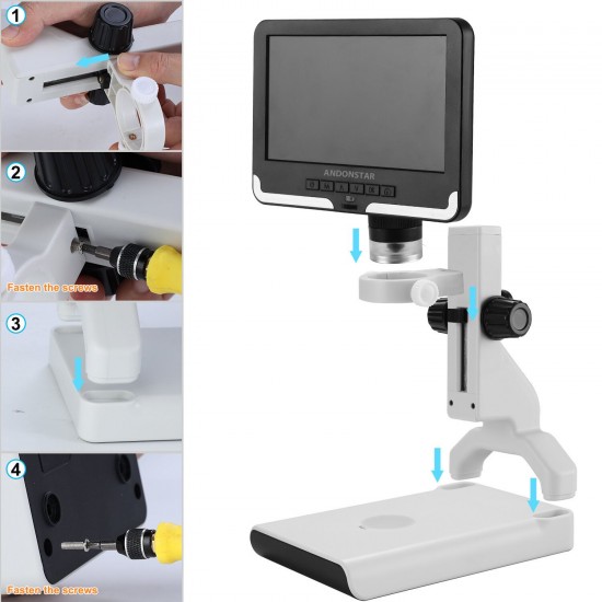 2MP Digital Microscope AD108 7 Inch LCD Screen Microscopes with Plastic Stand for School Student Coins Jeweler