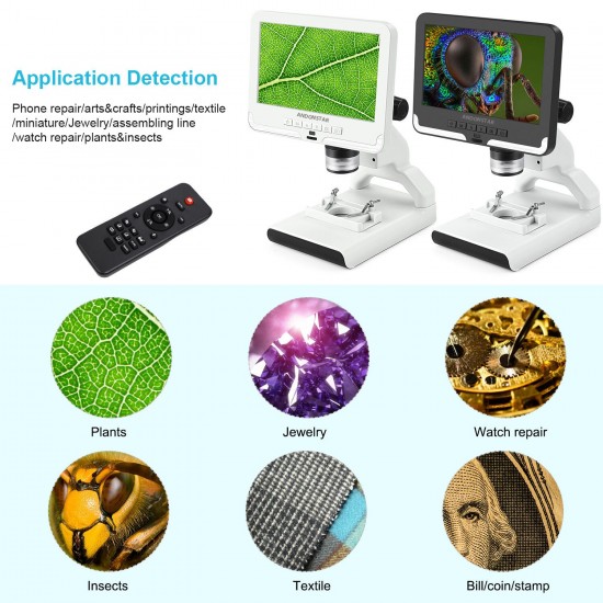 2MP Digital Microscope AD108 7 Inch LCD Screen Microscopes with Plastic Stand for School Student Coins Jeweler