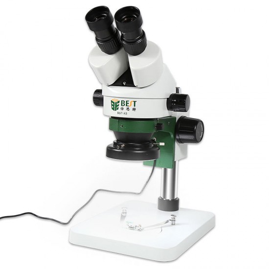 BST-X5 Binocular Stereo Microscope 7-45X Continuous Zoom Professional Mobile Phone Repair Circuit Board Microscope with LED Lights Flat-bottomed Stand