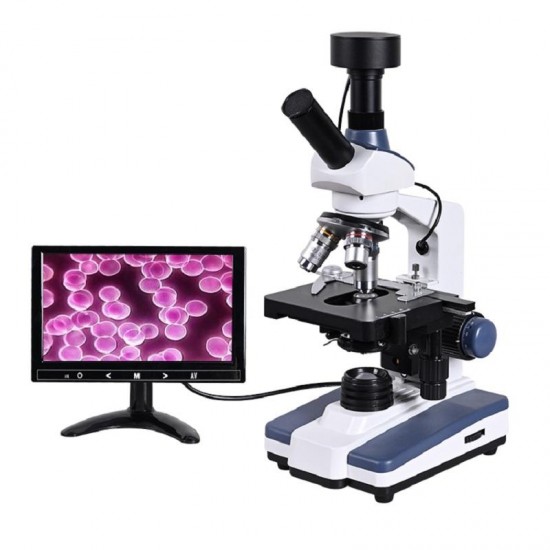 Black Background HD Digital Biological Lab Microscope LED Light + 5MP Electronic Eyepiece + USB Data Line+Metal Box