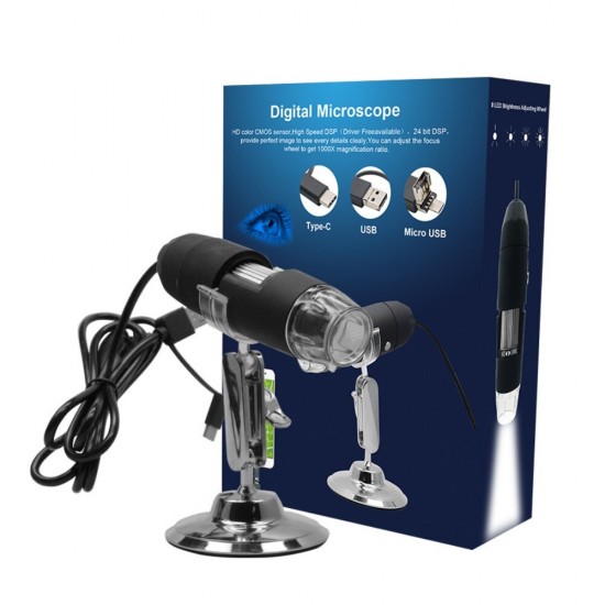 HD 2.0MP 1000X 3 IN 1 USB Android Type-c Microscope Electronic Digital Microscope 1920*1080P Resolution For Mac Android Windows Vista System HD 2.0MP 1000X 3 IN 1 USB Android Type-c Microscope Electronic Digital Microscope 1920*1080P Resolution For Mac Android Windows Vista System