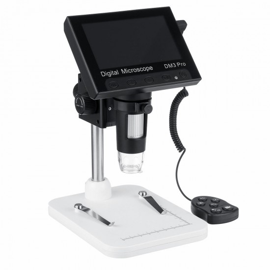 DM3 Pro 1000X 4.3 inch 1080P Remote Control Portable Digital Microscope Magnifier Camera With 8LED Lights Plastic Base