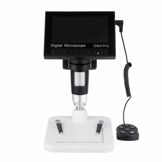 DM3 Pro 1000X 4.3 inch 1080P Remote Control Portable Digital Microscope Magnifier Camera With 8LED Lights Plastic Base