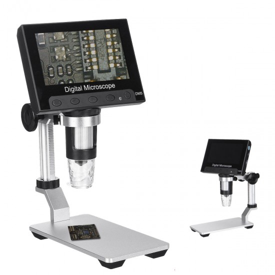 DM5 1000X 4.3 inch 1080P Digital USB Microscope Magnifier Camera With 8LED Lights and Stand DM5 1000X 4.3 inch 1080P Digital USB Microscope Magnifier Camera With 8LED Lights and Stand