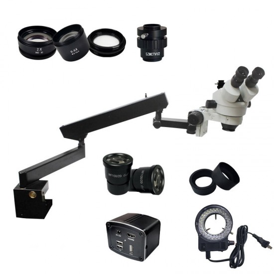 Excellent 3.5X-90X Stereo Zoom Microscope On Articulated Arm with Clamp Excellent 3.5X-90X Stereo Zoom Microscope On Articulated Arm with Clamp