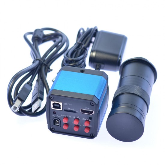 14MP USB Digital Industry Microscope Camera 100X Zoon C-mount Lens 4GB TF Card + 7'' Inch LCD Monitor