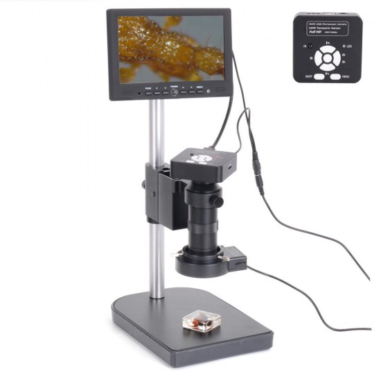 16MP 1080P USB Digital Industry Video Soldering Microscope Camera 7 Inch LCD Screen 100X C-MOUNT Lens Zoom 40 LED Light