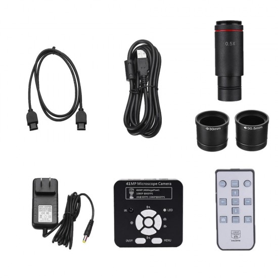 2K 41MP HD 1080P 60FPS HD USB Industrial Camera TF Card Digital Video Microscope with 0.5X Eyepiece Adapter 30mm/30.5m Ring 2K 41MP HD 1080P 60FPS HD USB Industrial Camera TF Card Digital Video Microscope with 0.5X Eyepiece Adapter 30mm/30.5m Ring
